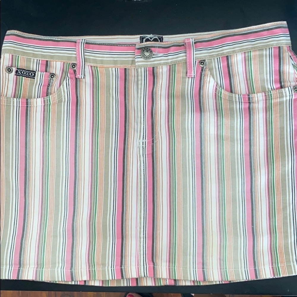 XOXO Multicolor Pin Striped Mini Skirt